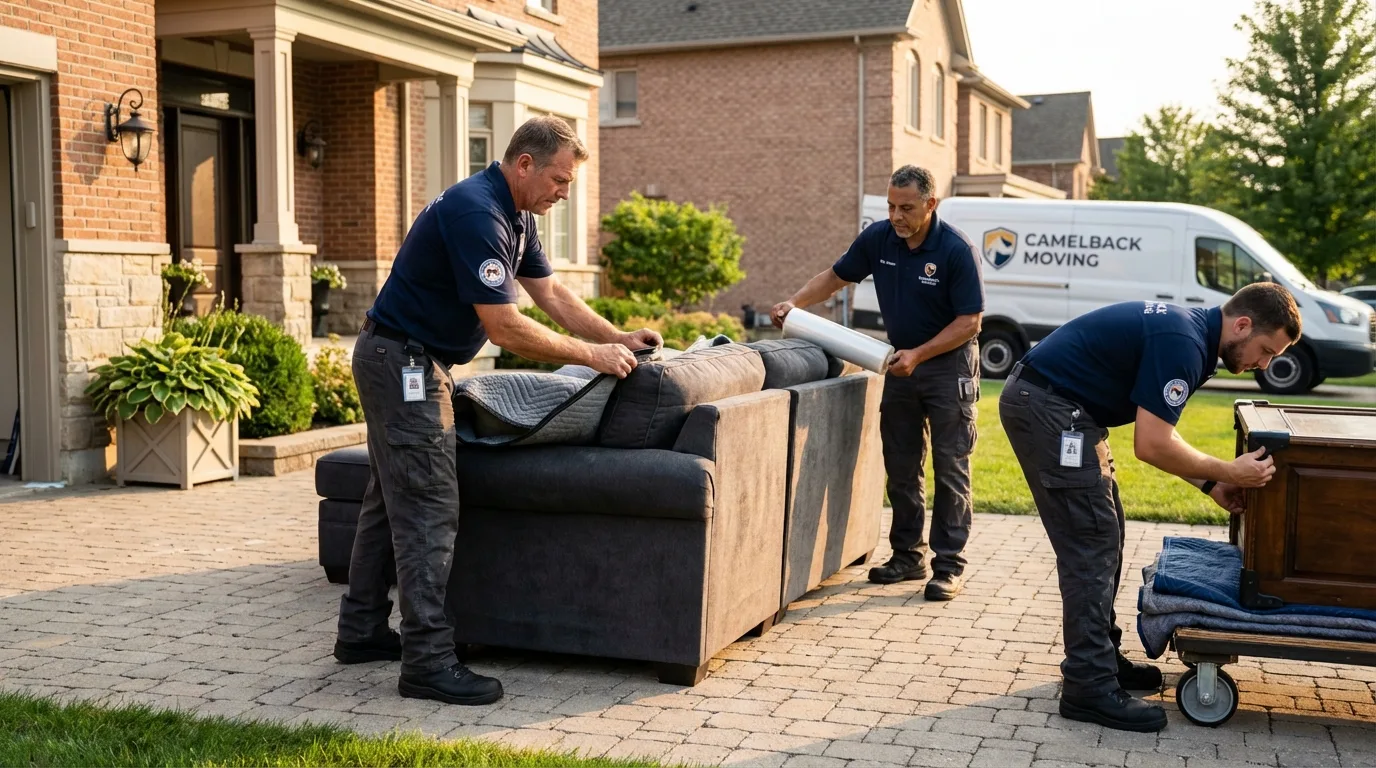 Large estate moving crew wrapping furniture in Appomattox, VA